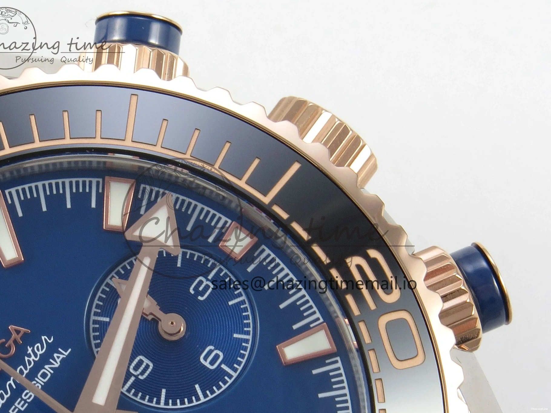 0328 Planet Ocean 600M Chrono SS VRF 1:1 Best Edition Black Bezel Blue Dial on RG SS Bracelet A Affordable 7648